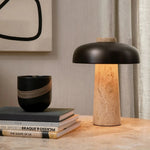 Reverse Table Lamp | Travertine + Bronzed Brass.