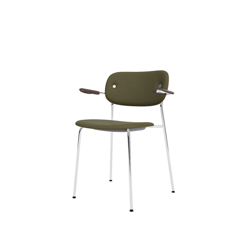 Co Dining Chair with Armrest | Fully Upholstered | Chrome Frame.